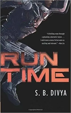 couverture de Runtime par SB Divya ; image d'un soldat futuriste courant sur la couverture